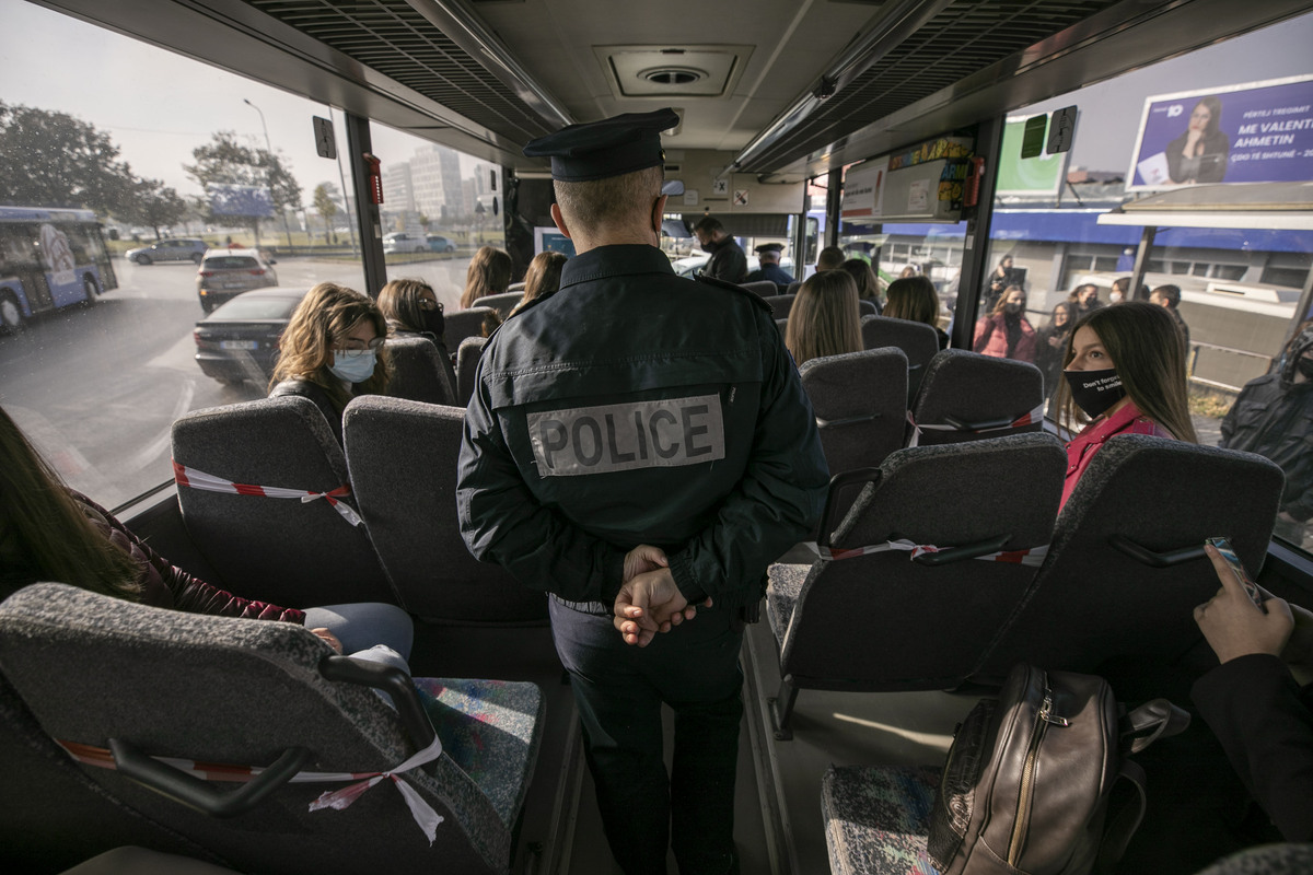 Police on a bus