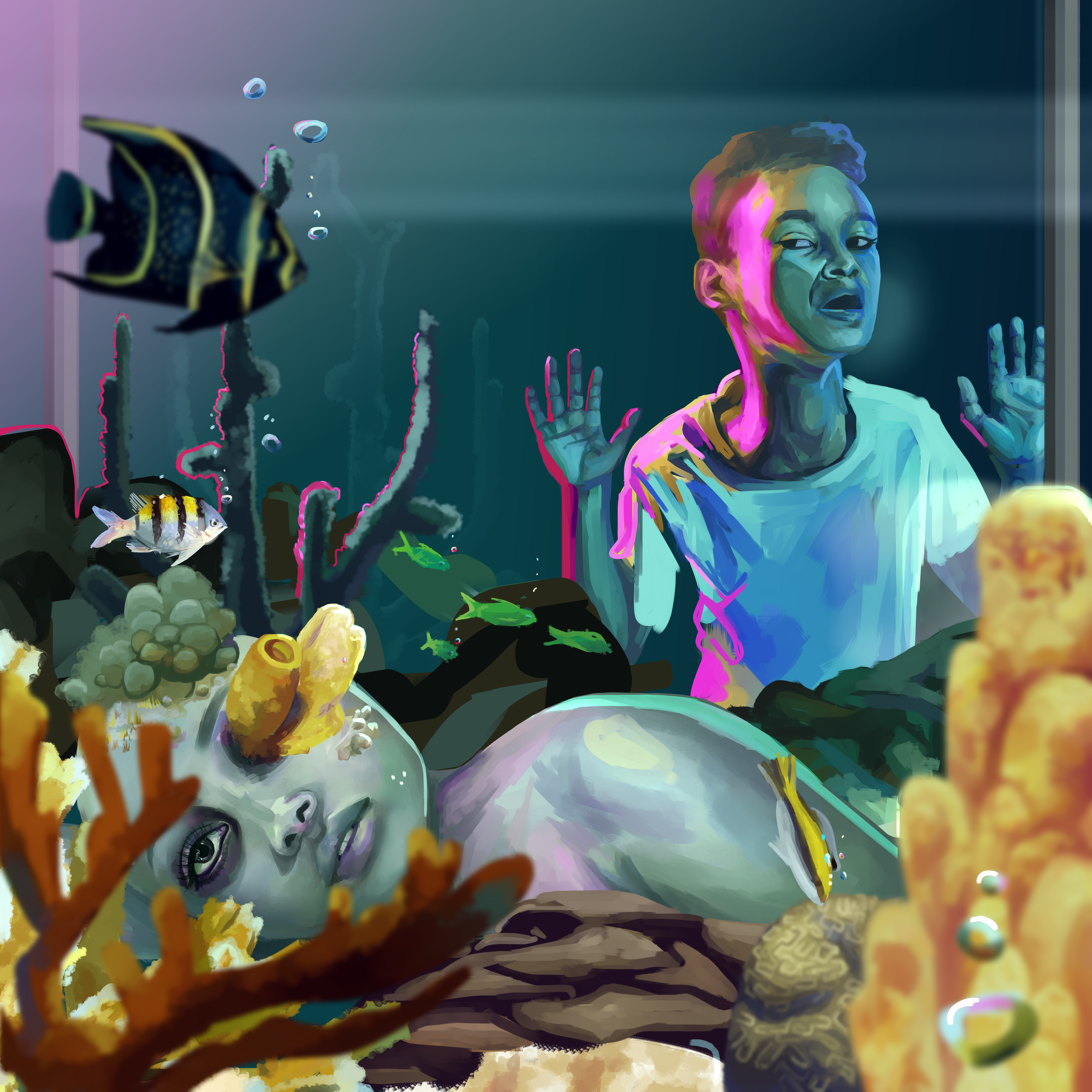 Digital art of an underwater scene.