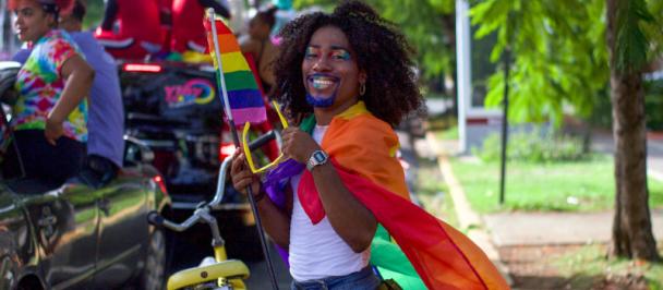LGBTQI person at Pride parade