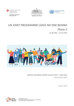 Annual Progress Report - Un Joint Programme Leave No One Behind