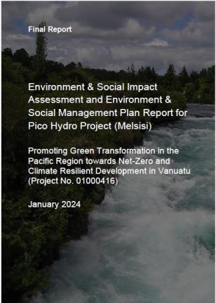 Environment & Social Impact Assessment and Environment & Social Management Plan Report for Pico Hydro Project (Melsisi)
