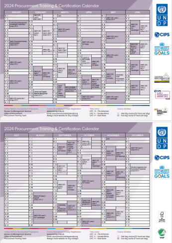 UNDP Procurement Training 2024 Course Calendar