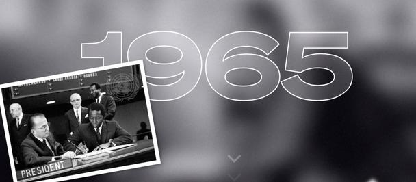 UNDP at 60 Graphic with black and white historical photo of UNDP creation