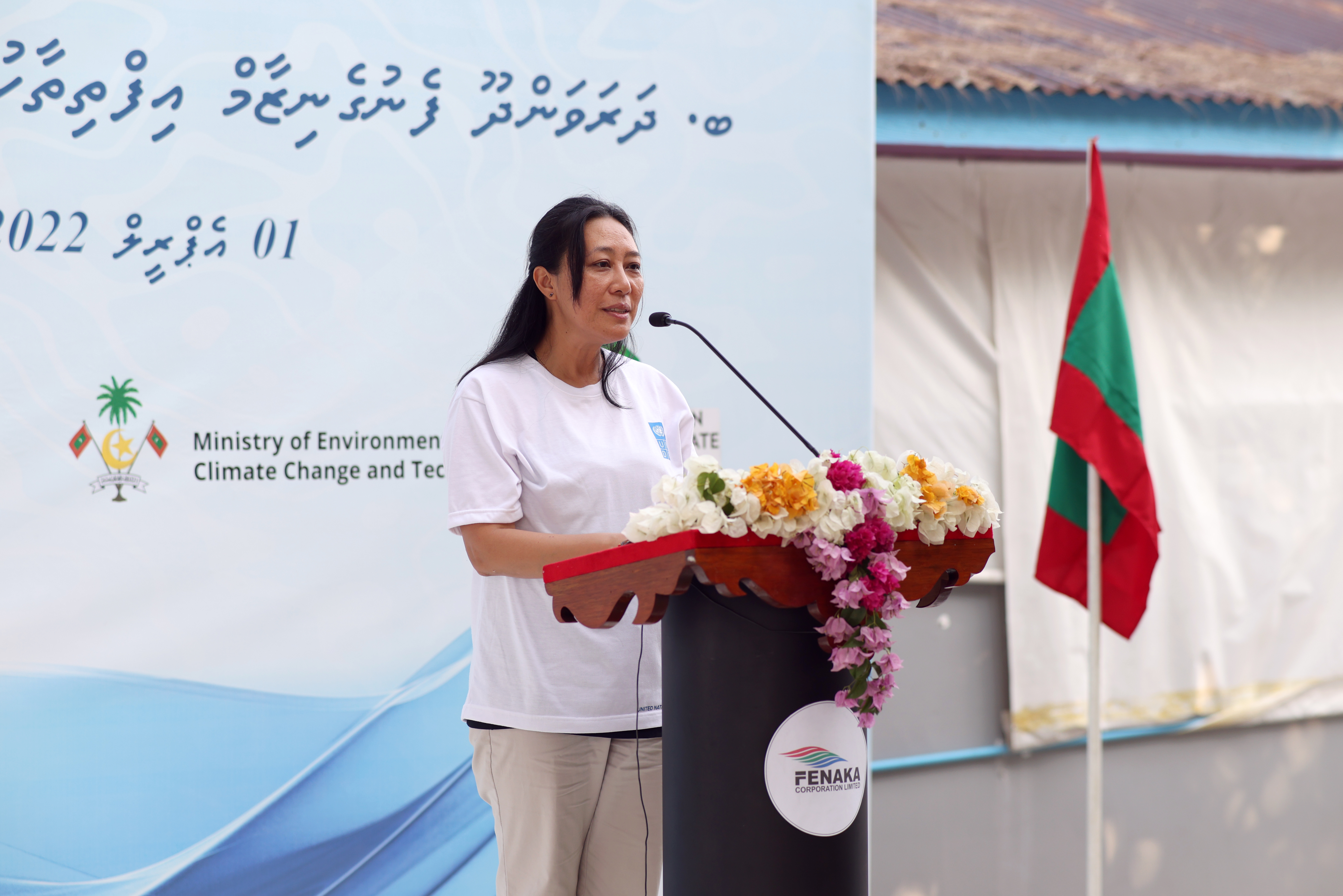UNDP Maldives Deputy Resident Representative speaking at the IWRM systems handover ceremony