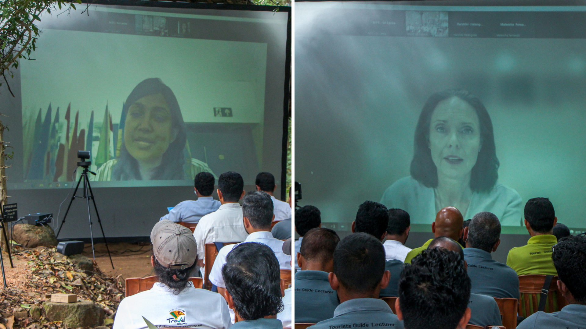L-R Ms. Harshani Halangode, EU in SL & Ms. Malin Herwig, UNDP in SL addresses participants virtually