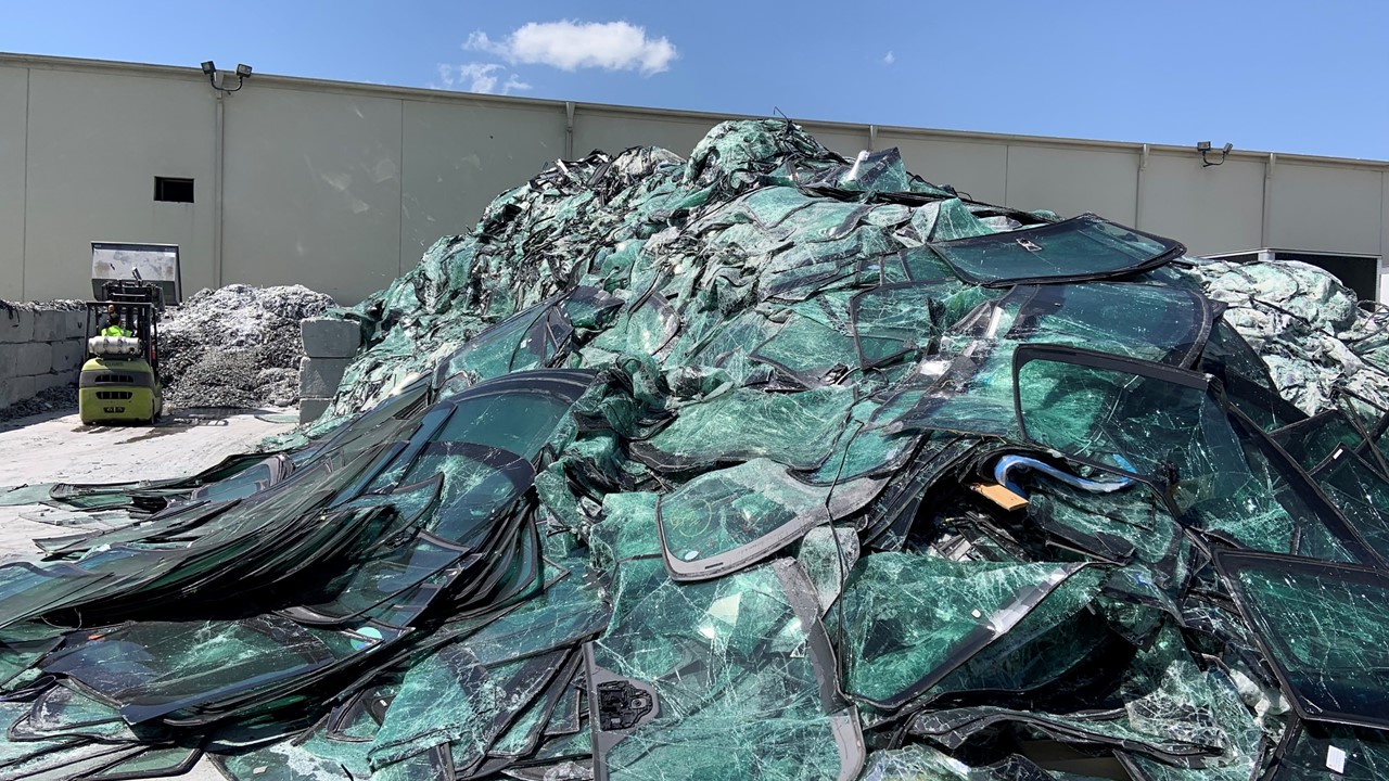 glass in a pile