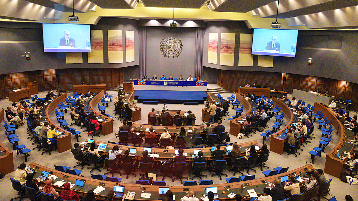 An aerial view of a ongoing session at the UN Conference Centre