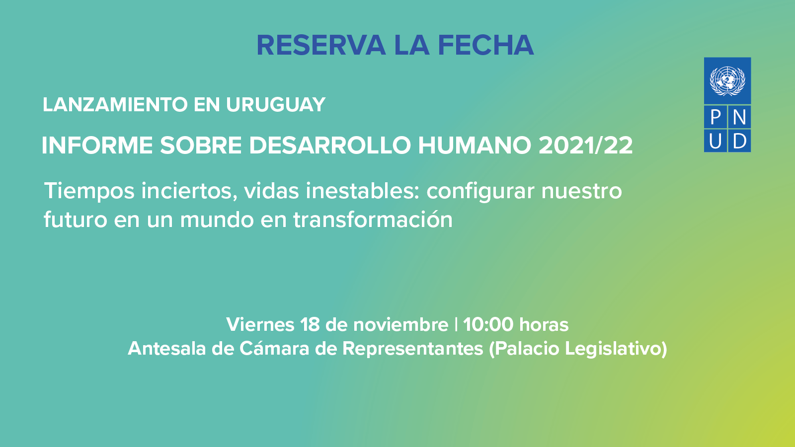 Invitación a la presentación del Informe sobre Desarrollo Humano 2021/2022