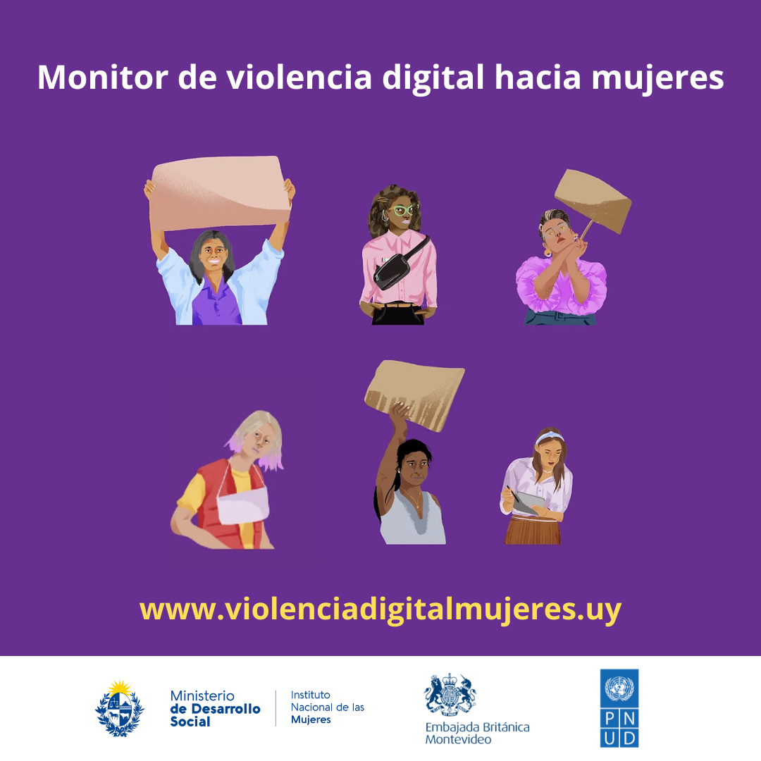 Flyer digital que incluye con el link a de acceso al monitor: www.violenciadigitalmujers.uy