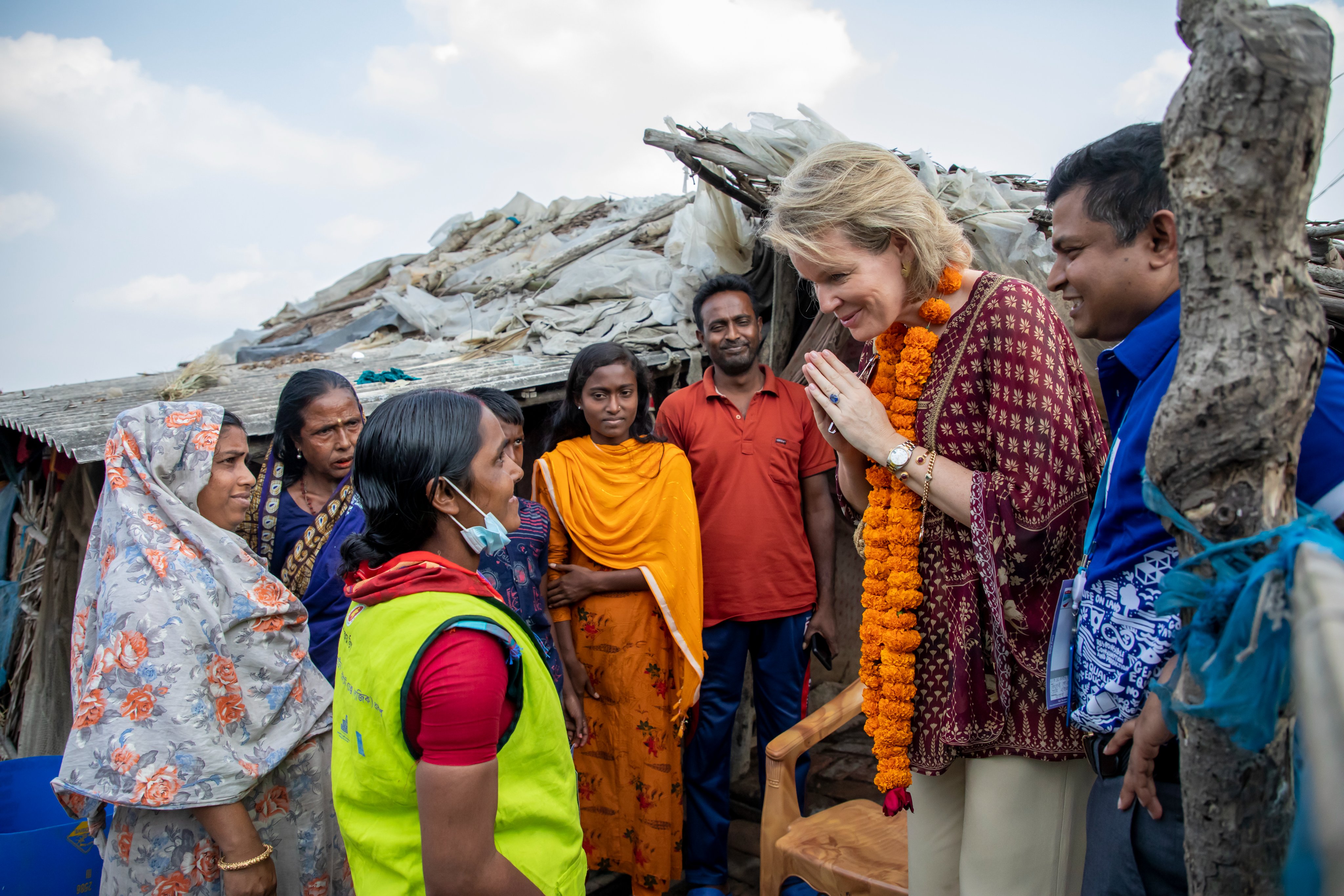 HM Queen Mathilde of Belgium with local residents of the Khulna region in Bangladesh