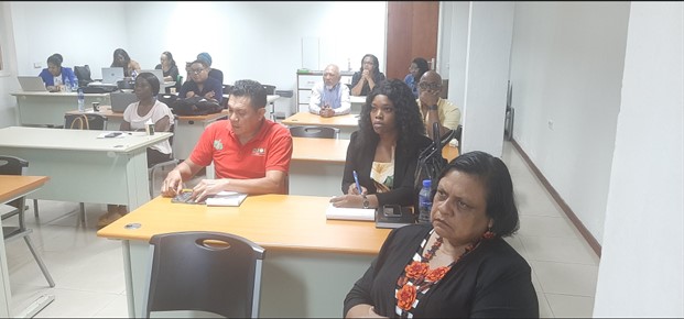 Participants at the UN JP LNOB information session with Ministry of Regional Development and Sports, and other Programme stakeholders on 7 February 2023; in front is PS. Loreen Jubitana of the Department of Sustainable Development of Indigenous Peoples