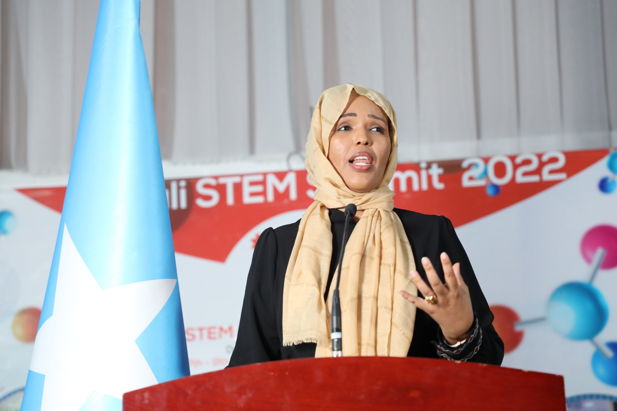 Dr. Sadiyo Siad making remarks at the 2022 Somali STEM Summit.