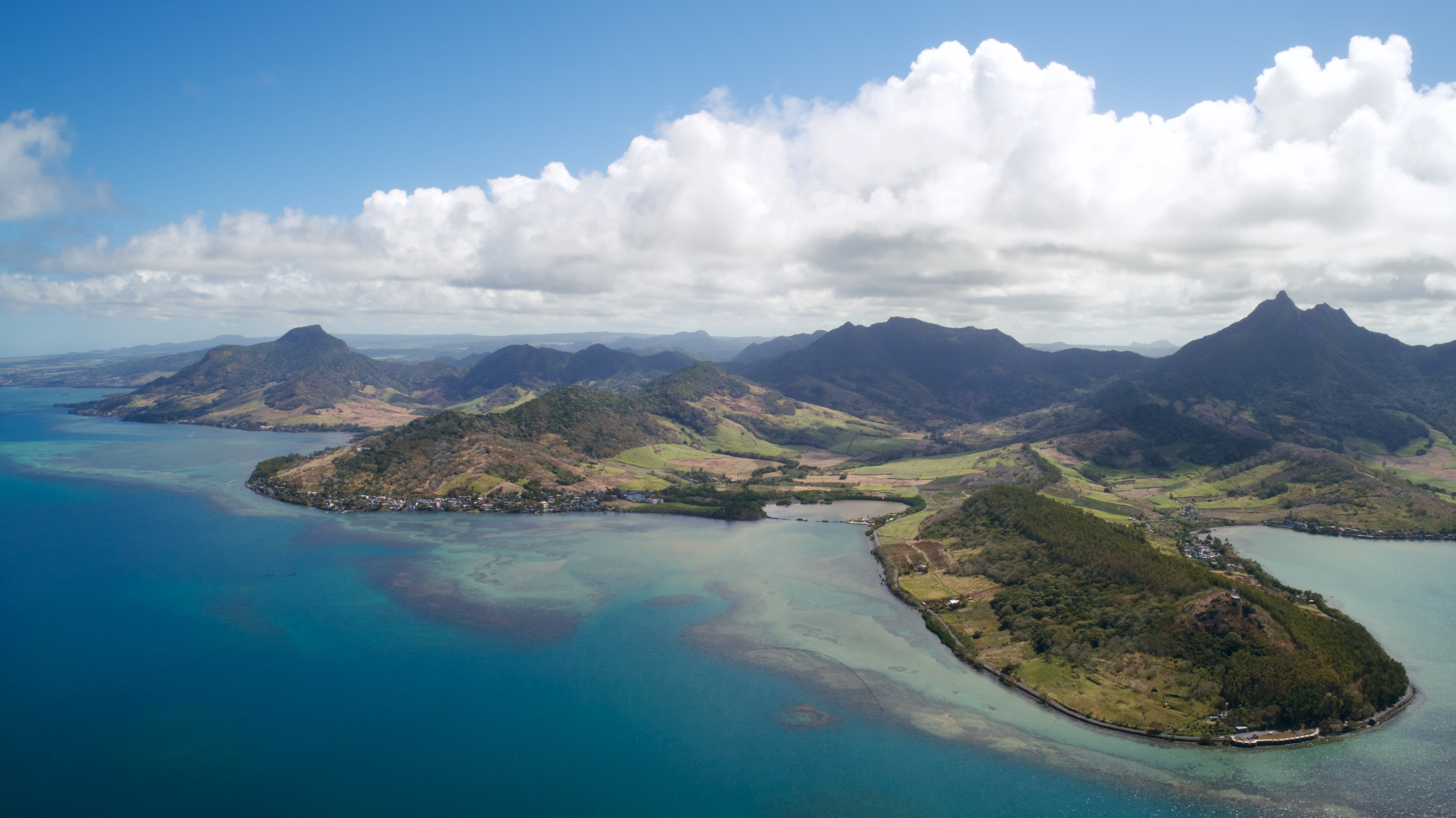 Aerial view of the South East coast of Mauritius