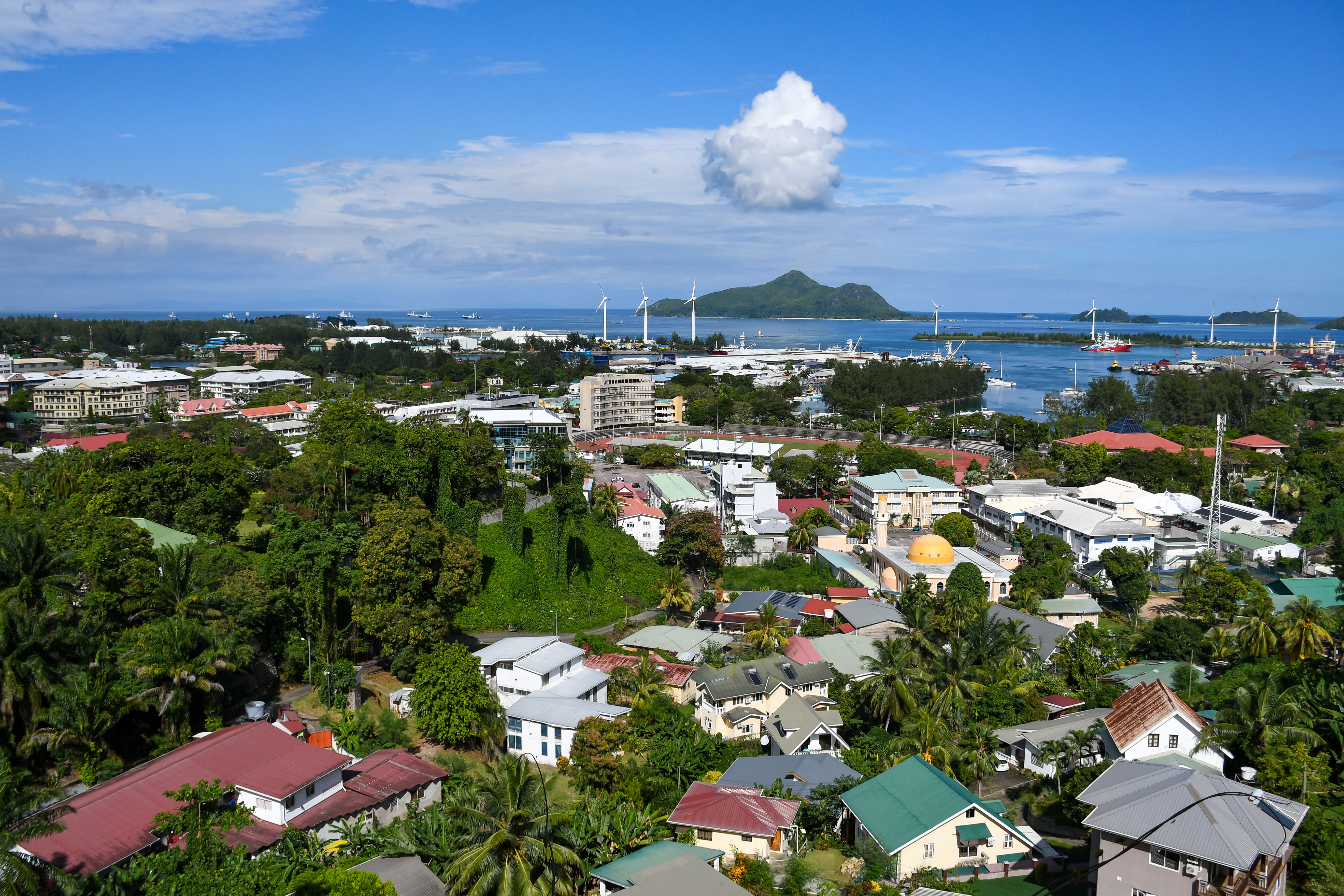 Victoria, Capital City of Seychelles, and Silhouette Island.