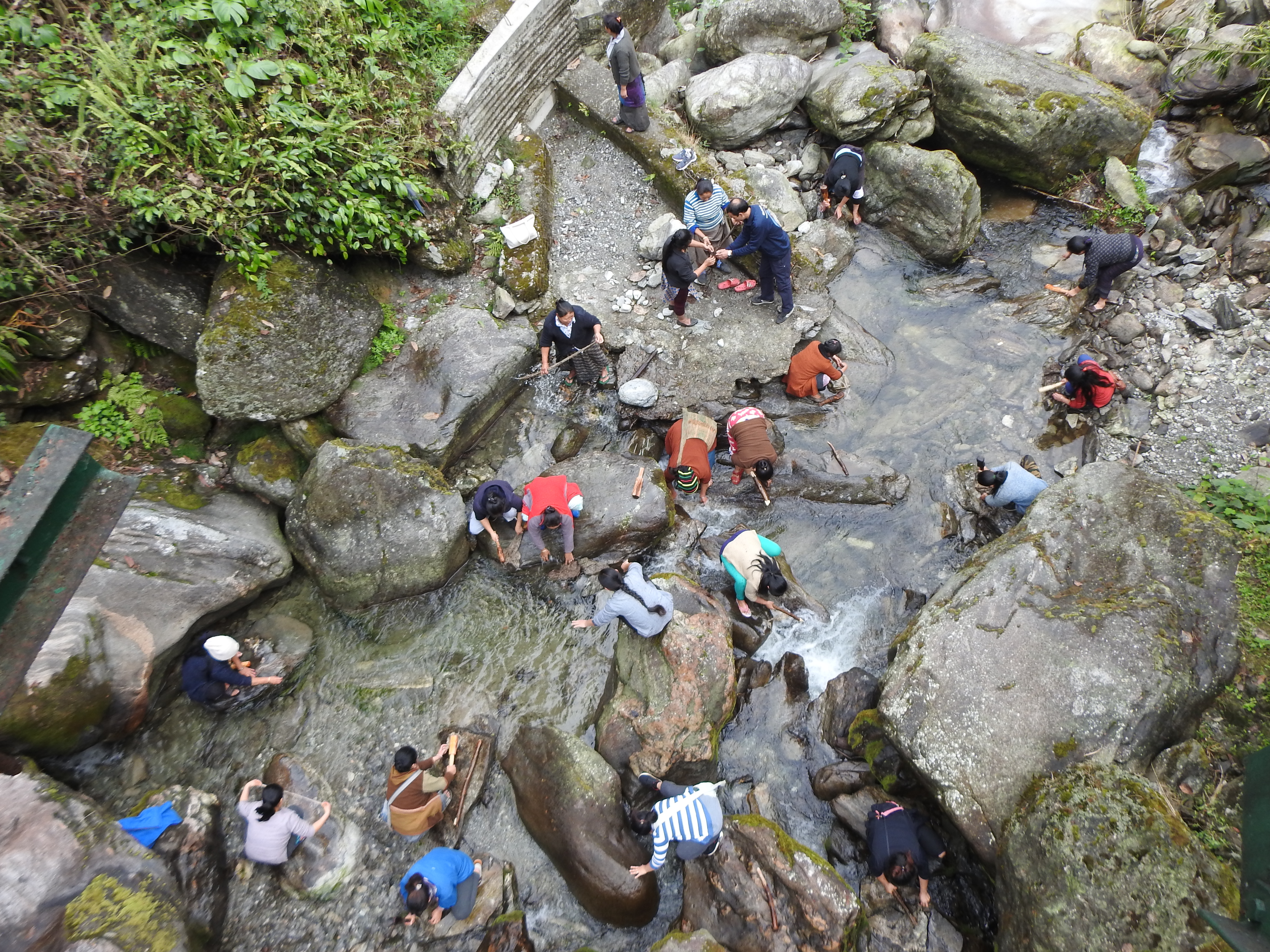 People working in a river