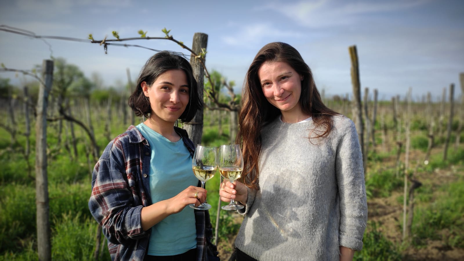 Baia and Gvantsa Abuladze at their vineyard