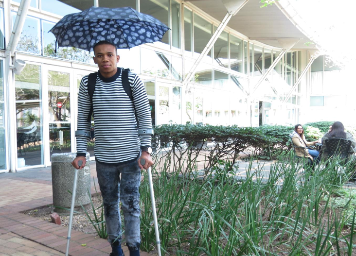 Siphiwe Zuma, South African informal innovator and founder of Anathoth Solutions, created an umbrella which can fold into a backpack for people, like him, who live with a disability