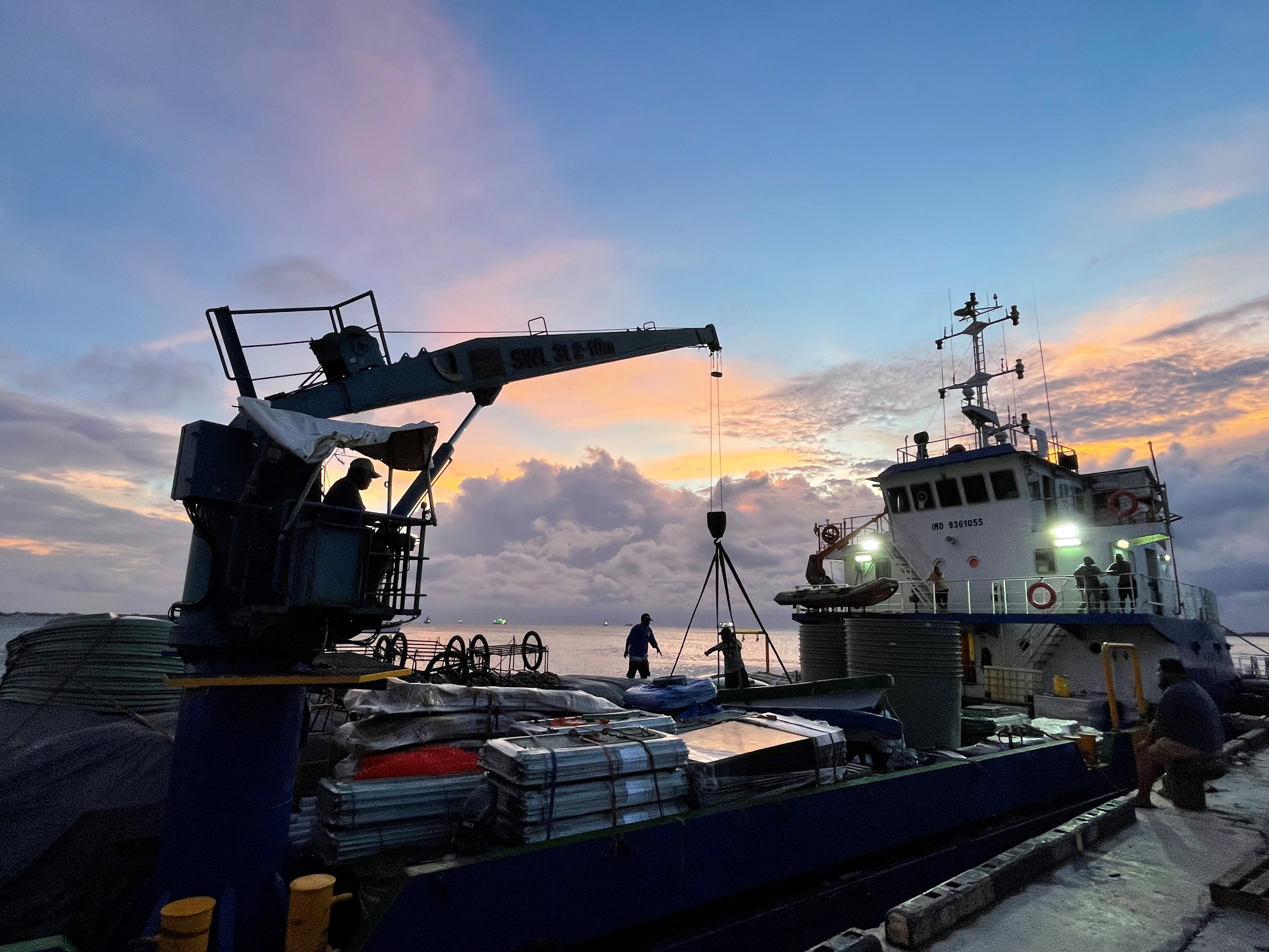 Loading operations in place at Uliga dock in Majuro
