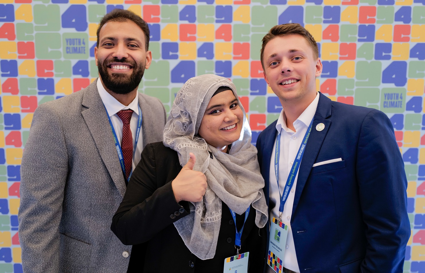 Sahar poses with other youth leaders 