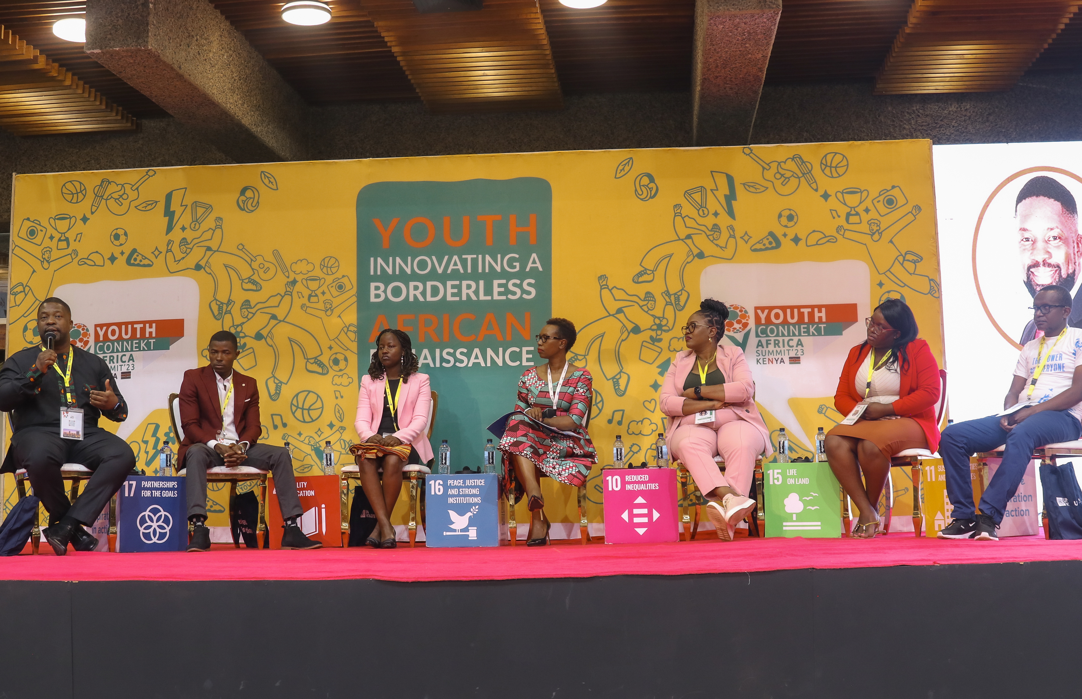 An image of speakers at a UNV panel in Youth Connects Africa