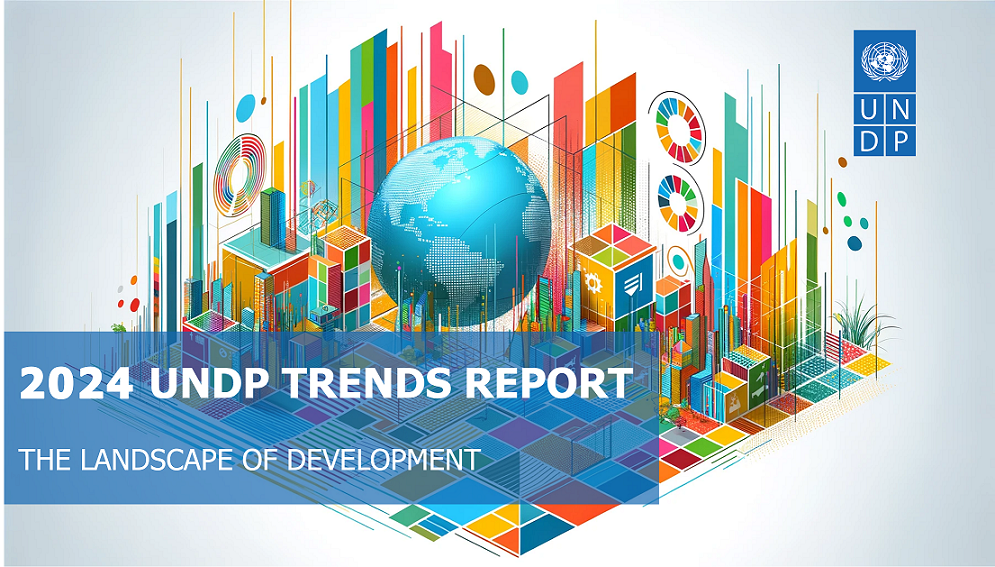 Report cover with colourful abstract graphics