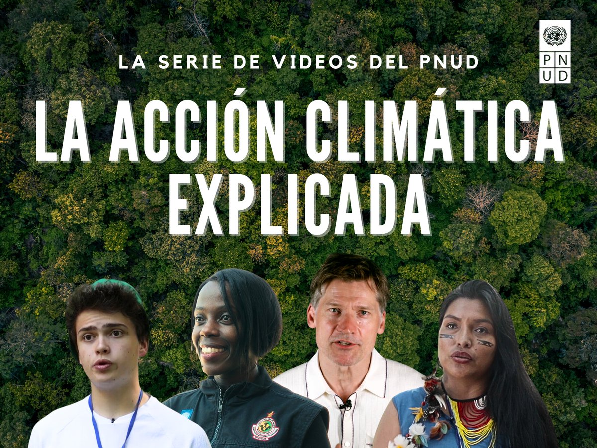 Nikolaj Coster-Waldau, embajador de Buena Voluntad del PNUD, junto a presentadoraes/as de la serie "La acción climática explicada"