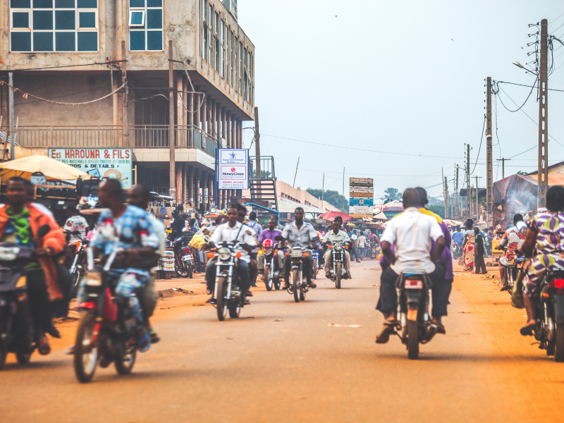 Motorcycle traffic in Cotonou, Benin (Image: Getty Images)