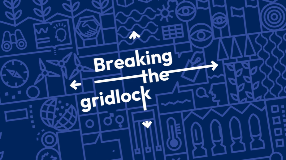 Human Development Report cover graphic with text "Breaking the gridlock"
