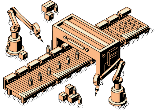 Illustration of an assembly line