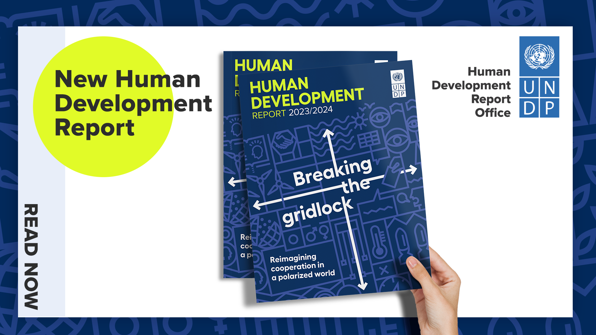 An image of the cover the Human Development Report 2023/24: Breaking the Gridlock