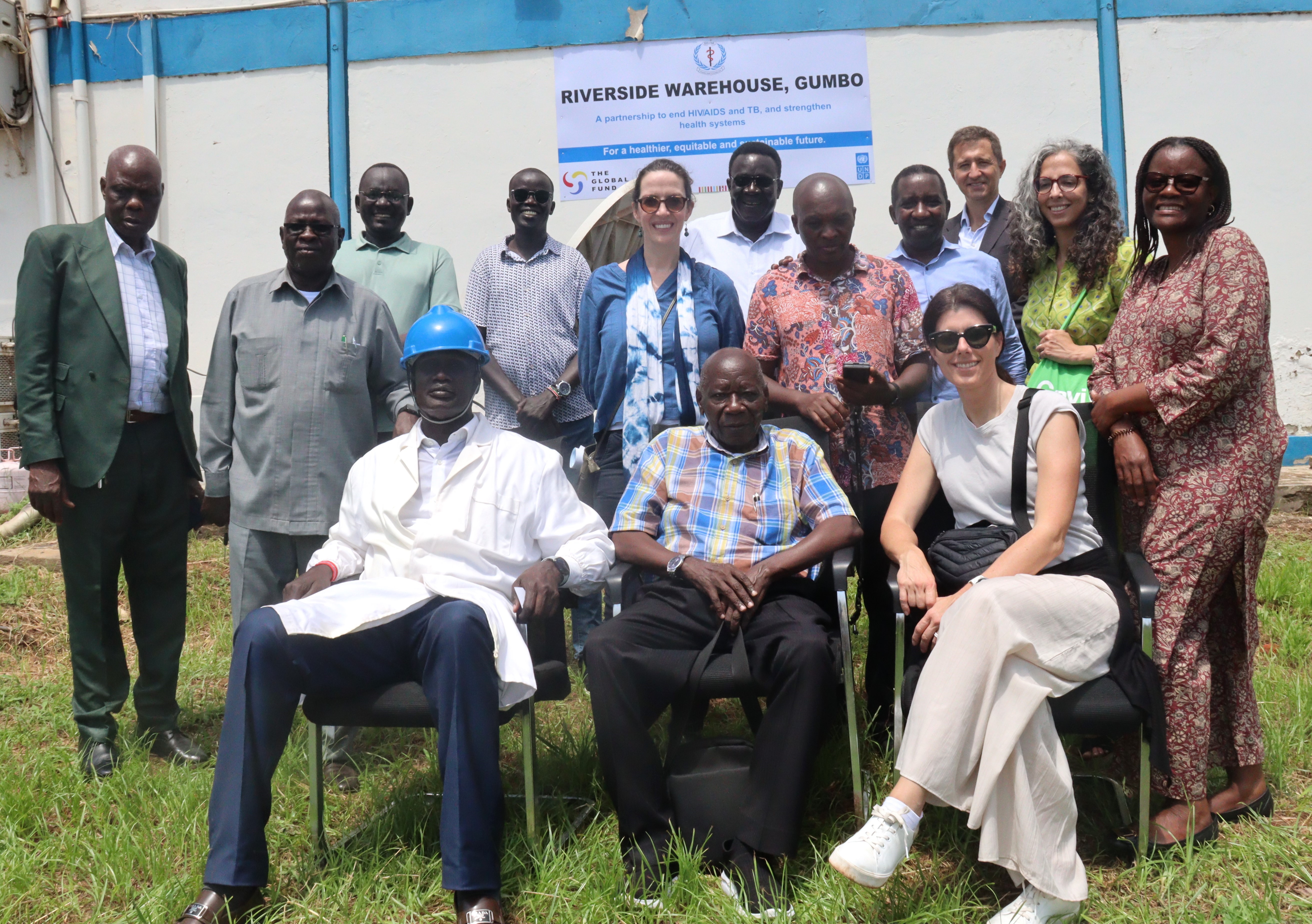 Officials from the Ministry of Health, GAVI, UNDP and partners during a visit to Riverside Warehouse, Gumbo