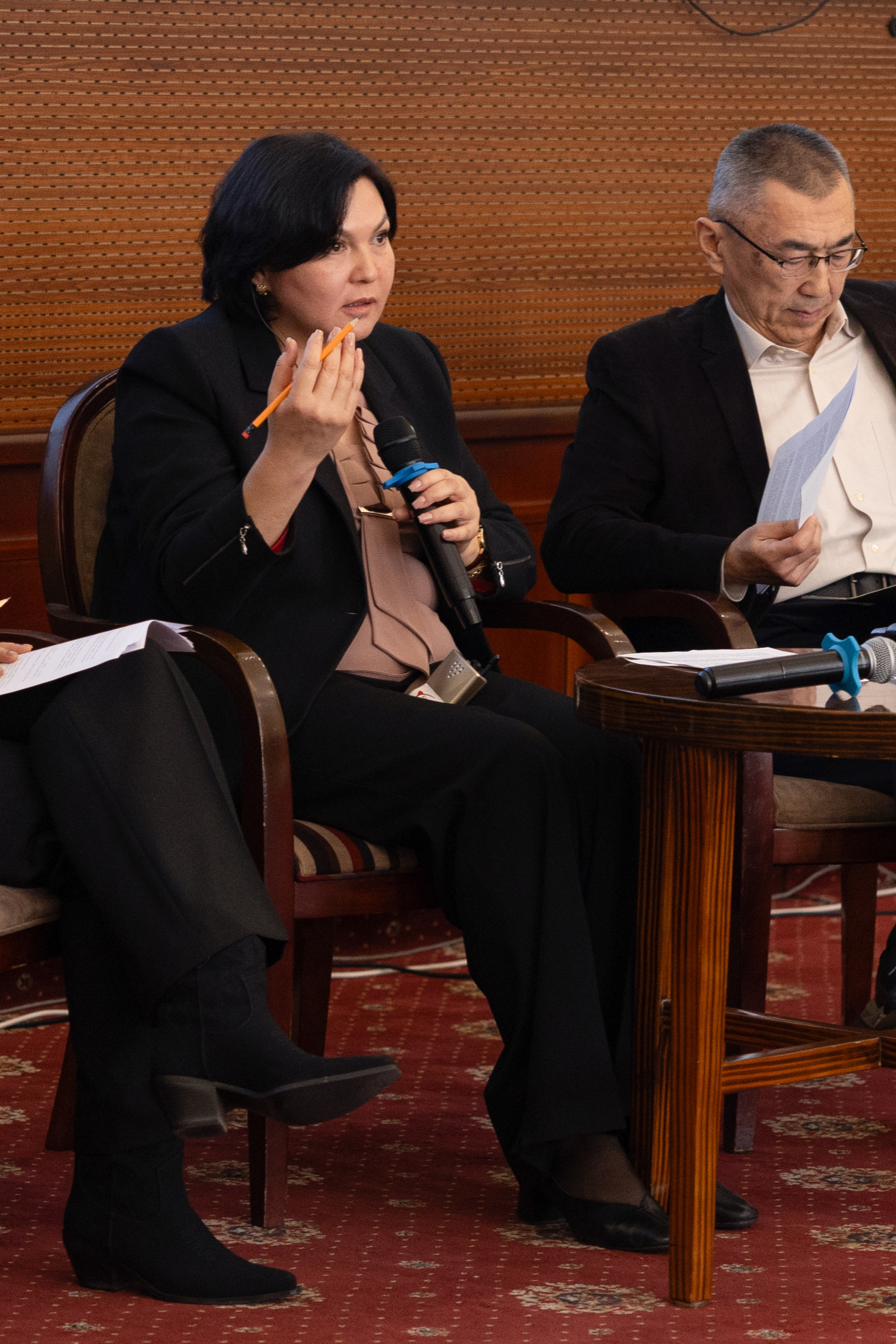 Asel Raimkulova, Deputy Minister of Natural Resources, Ecology and Technical Supervision at the panel discussion