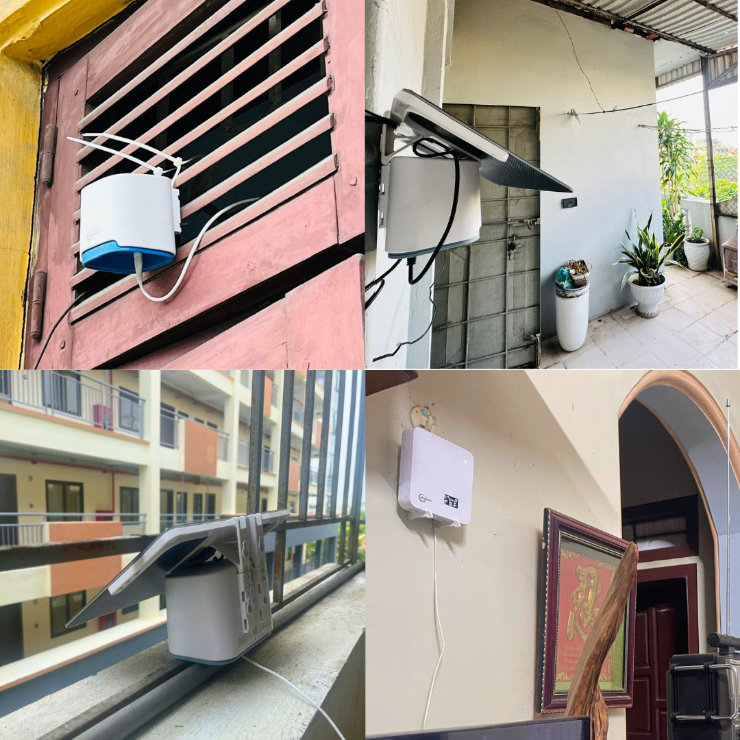 Low-cost air quality sensors installed indoors and outdoors