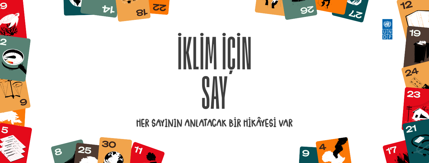 Border of colorful small national flags surrounding a central Turkish title.