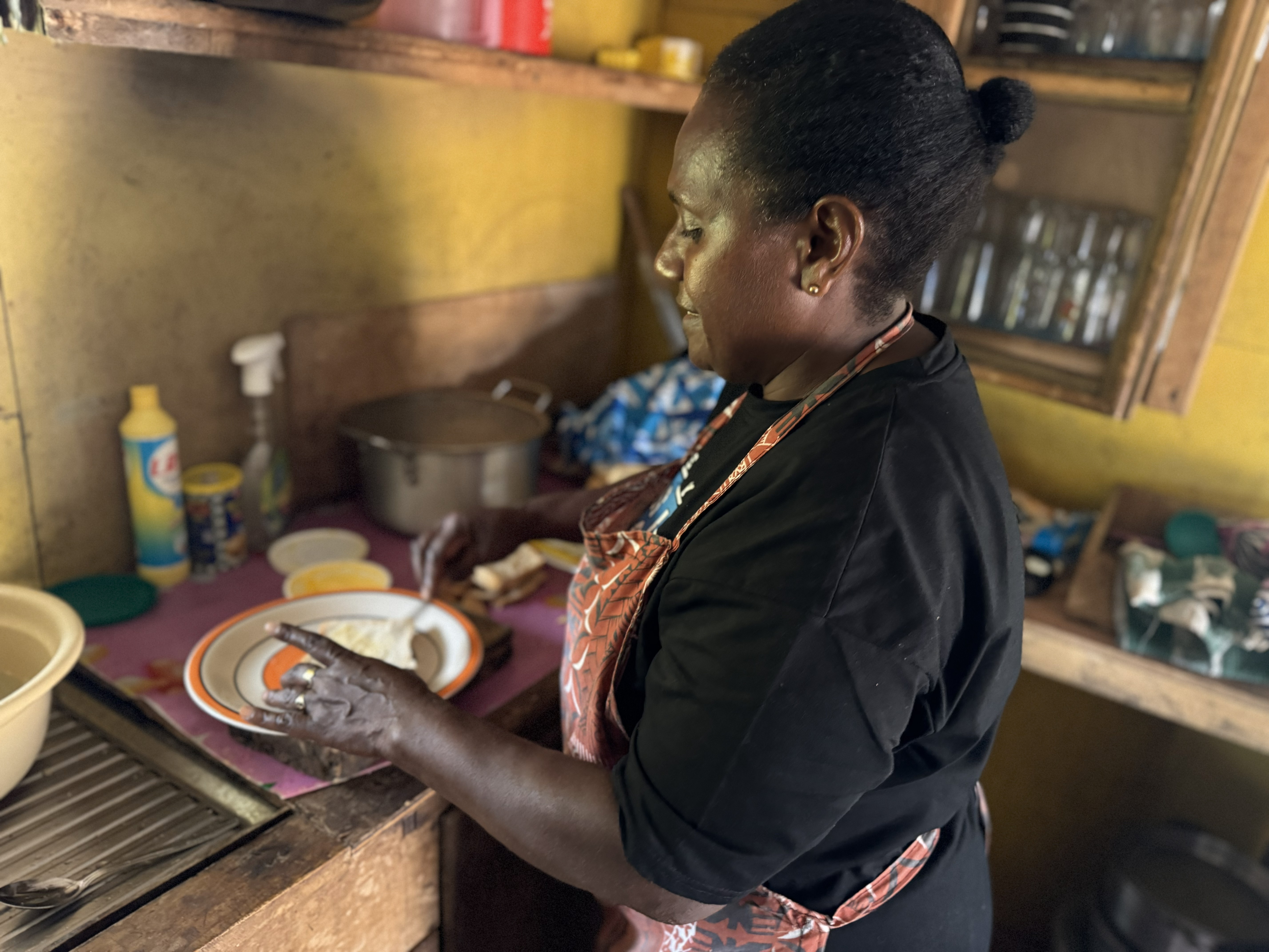 Jocelyn Matan cooking in her kitchen