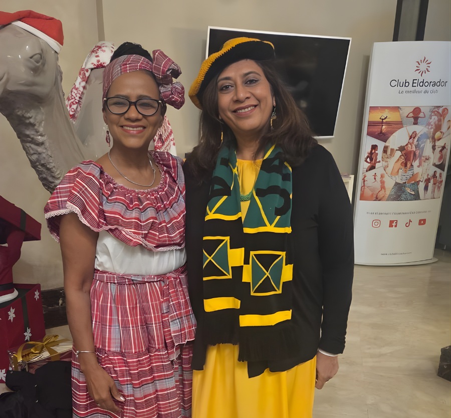 Two academic leaders from Jamaica pose at a global women's leadership academy in Morocco