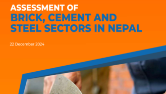 Cover page of a report titled "Assessment of Brick, Cement and Steel Sectors in Nepal."