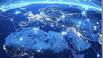 Blue globe with network lines; title Digital Policy Framework for the Arab States; Ooredoo logo.