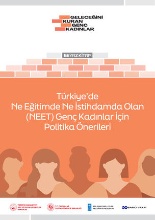 Cover page with silhouettes of women and text about policies for NEET young women in Turkey.