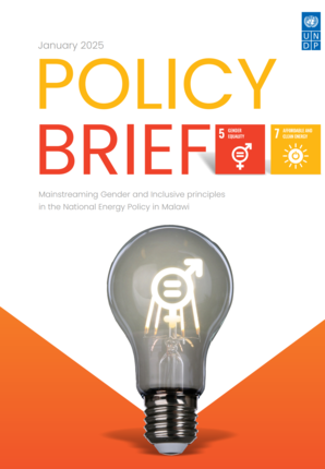Policy Brief magazine cover with a glowing light bulb illustration on orange and white background.