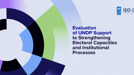 Banner with text: Evaluation of UNDP Support to Strengthening Electoral Capacities and Institutional Processes