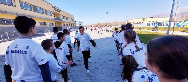 Pupils of 9-year school “Korb Muça” in Qerekë, Kruja Municipality, during “I Love My School” campaign. This education facility is reconstructed thanks to “EU4Schools” Programme. 