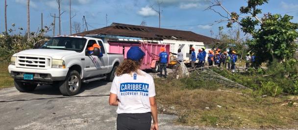 UNDP staff member surveys storm damage