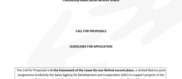 Call for Proposals from Municipalities: Community-based Social Services Grants