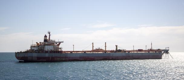 FSO Safer supertanker as seen from the Ndeavor salvage vessel, May 30, 2023