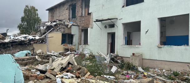 Damaged Ukraine kindergarten