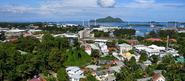 Victoria, Capital City of Seychelles, and Silhouette Island.