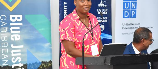 UNDP Officer In Charge/Assistant Resident Representative Ava Whyte addresses launch