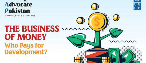 Colorful graphic featuring a plant with a dollar sign, symbolizing money and development themes.