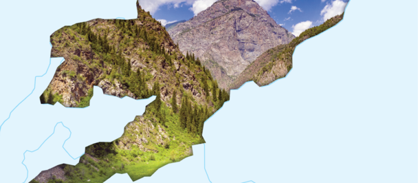 Cover showing Kyrgyzstan map filled with mountains, with UN/WHO logos and Russian title.